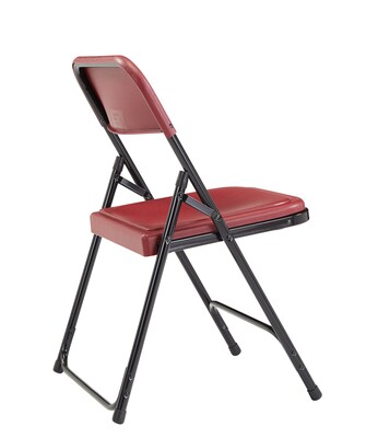 NPS #818 Premium Light-Weight Plastic Folding Chairs, Burgundy/Black - 4 Pack