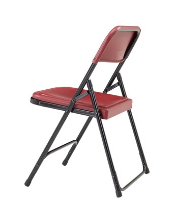 NPS #818 Premium Light-Weight Plastic Folding Chairs, Burgundy/Black - 4 Pack