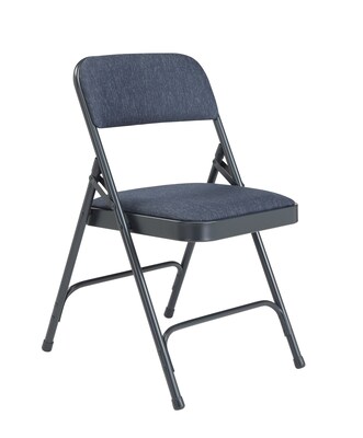 NPS #2204 Fabric Padded Premium Folding Chairs, Imperial Blue/Char-Blue - 52 Pack