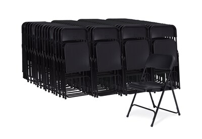 NPS #810 Premium Light-Weight Plastic Folding Chairs, Black/Black - 100 Pack