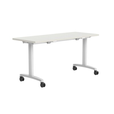 Union & Scale Foldable Rectangular Training Room Table with Wheels, 24 x 29.5, White (UN56115)