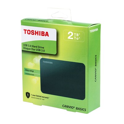 Toshiba Canvio Basics HDTB420XK3AA 2TB USB 3.0 Portable External Hard Drive, Black