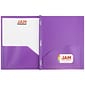 JAM Paper POP 2-Pocket Plastic Folders with Metal Prong Fastener, Purple, 96/Pack (382ECpuu)