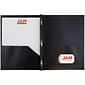 JAM Paper POP Two-Pocket Plastic Folders with Metal Prongs Fastener Clasps, Black, 6/Pack (382ECbld)