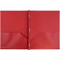 JAM Paper POP 2-Pocket Plastic Folders with Metal Prongs Fastener Clasps, Red, 6/Pack (382ECredd)