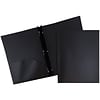 JAM Paper® Plastic Two-Pocket School POP Folders with Metal Prongs Fastener Clasps, Black, 6/Pack (3
