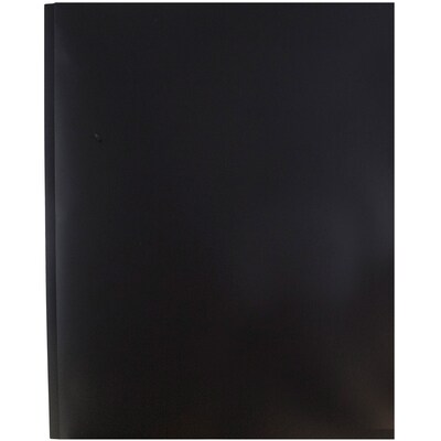 JAM Paper® Plastic Two-Pocket School POP Folders with Metal Prongs Fastener Clasps, Black, Bulk 96/Pack (382ECBLB)