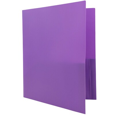 JAM Paper POP 2-Pocket Plastic Folders with Metal Prong Fastener, Purple, 96/Pack (382ECpuu)