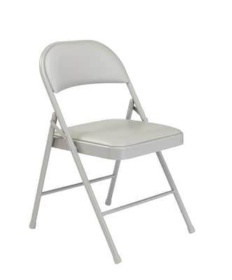 NPS Commercialine 950 Series Vinyl Upholstered Commercialine Folding Chairs, Gray/Gray, 4 Pack (952/