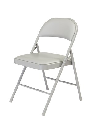 NPS Commercialine 950 Series Vinyl Upholstered Folding Chair, Gray, 4/Pack (952/4)