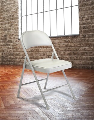 NPS Commercialine 950 Series Vinyl Upholstered Folding Chair, Gray, 4/Pack (952/4)