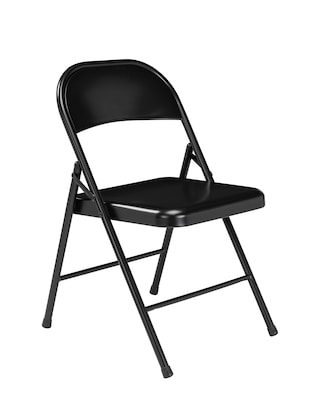 NPS Commercialine 900 Series Vinyl Upholstered Commercialine Folding Chairs, Black, 4 Pack (910/4)