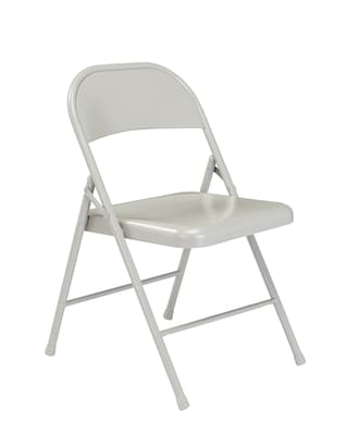 NPS Commercialine 900 Series Vinyl Upholstered Commercialine Folding Chairs, Gray, 4 Pack (902/4)