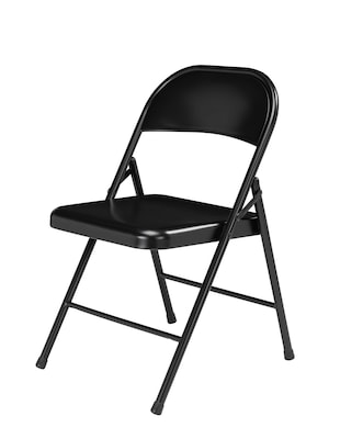 NPS Commercialine 900 Series Vinyl Upholstered Commercialine Folding Chairs, Black, 4 Pack (910/4)