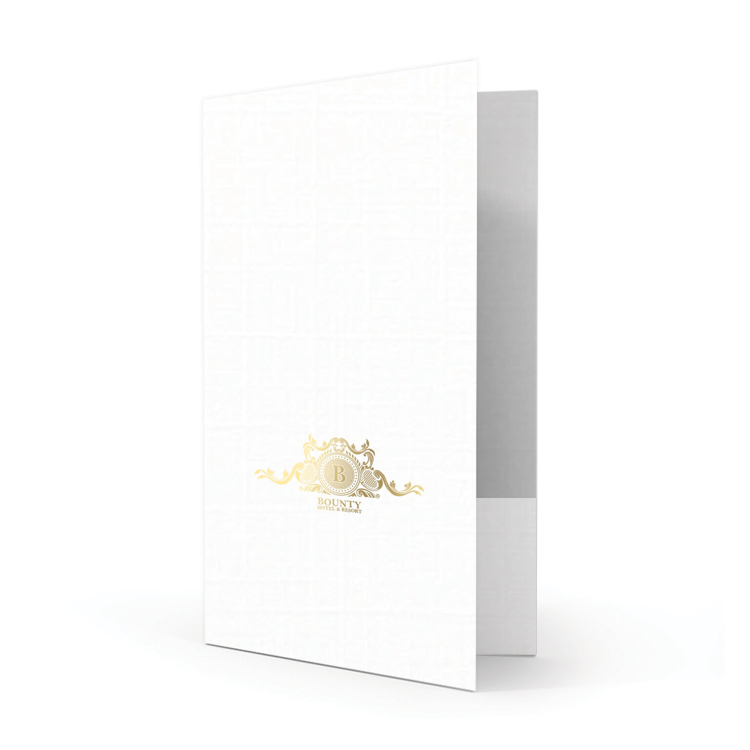 Custom Legal Two Pocket Presentation Folders, 9 x 14.5, Bright White Linen 80#, 1 Standard Foil, 50/Pack