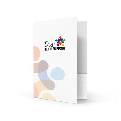 Custom Standard Two Pocket Presentation Folders, 9 x 12, Bright White Linen 100#, Full Color Print