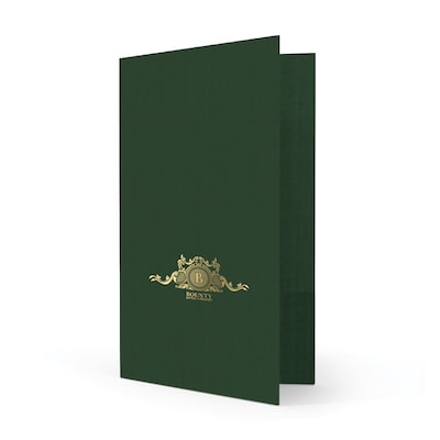 Custom Legal Two Pocket Presentation Folders, 9 x 14.5, Emerald Green Linen 80#, 1 Standard Foil,