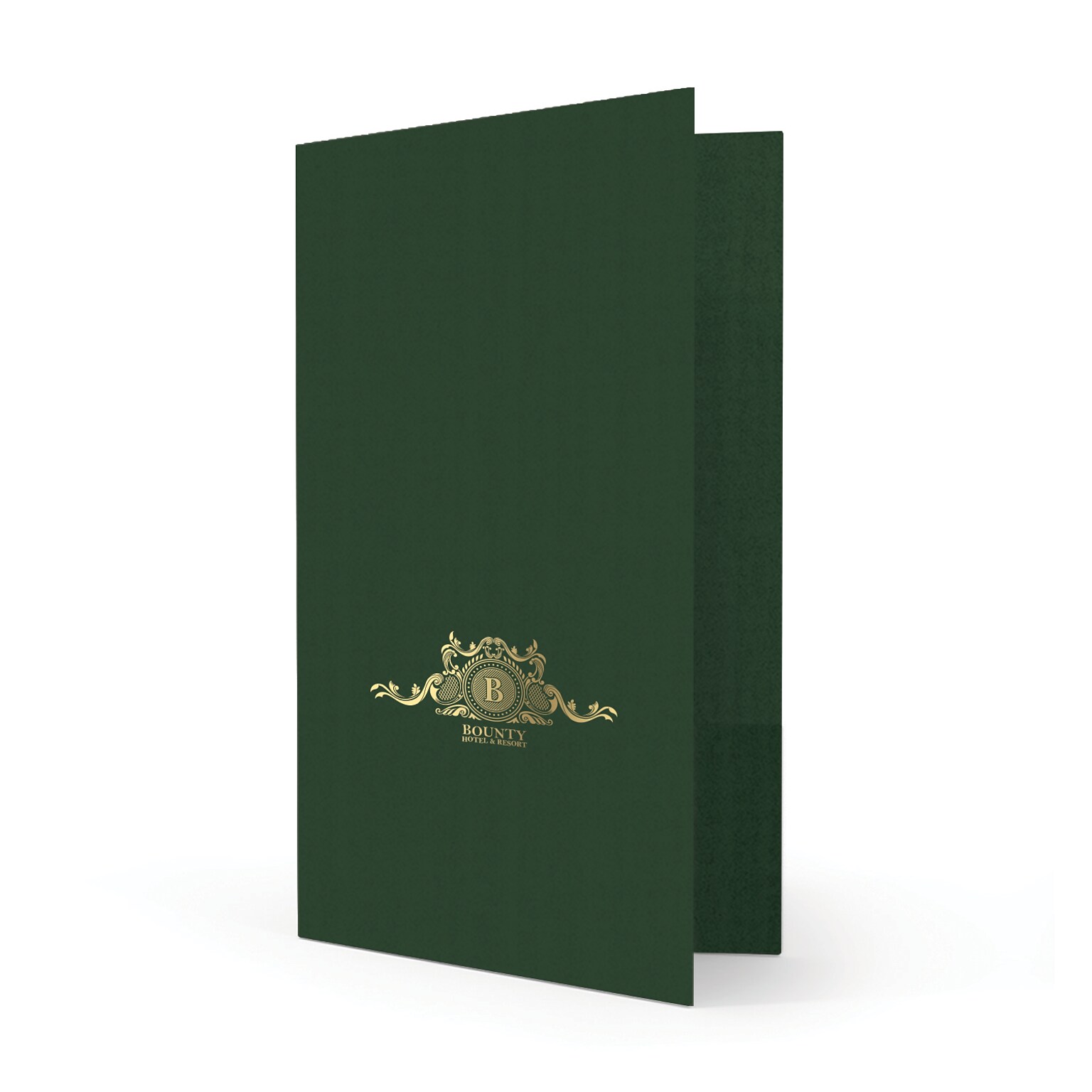 Custom Legal Two Pocket Presentation Folders, 9 x 14.5, Emerald Green Linen 80#, 1 Standard Foil, 50/Pack