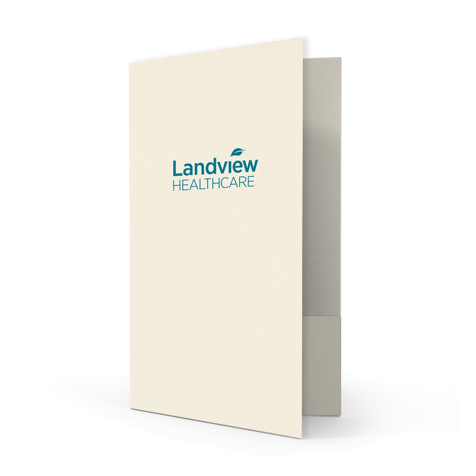 Custom Legal Two Pocket Presentation Folders, 9 x 14.5, Warm White Linen 80#, 1 Standard Ink, 50/Pack