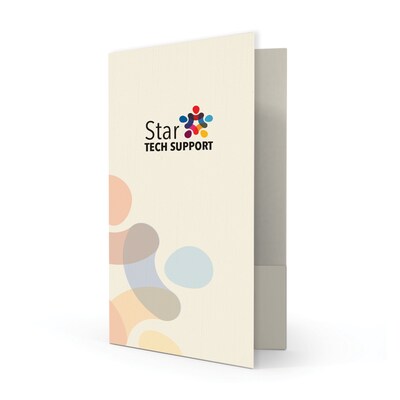 Custom Legal Two Pocket Presentation Folders, 9 x 14.5, Warm White Linen 80#, Full Color Printing,