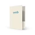 Custom Standard Two Pocket Presentation Folders, 9 x 12, Warm White Linen 80#, 1 Standard Ink, 50/