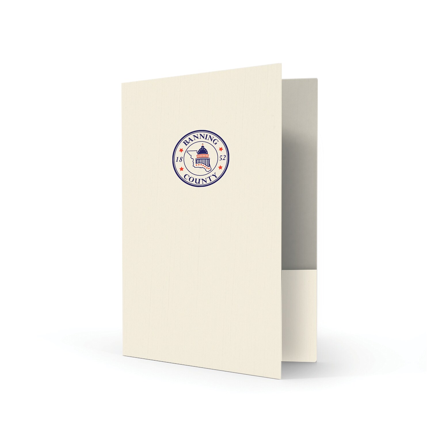 Custom Standard Two Pocket Presentation Folders, 9 x 12, Warm White Linen 80#, 2 Standard Inks, 50/Pack