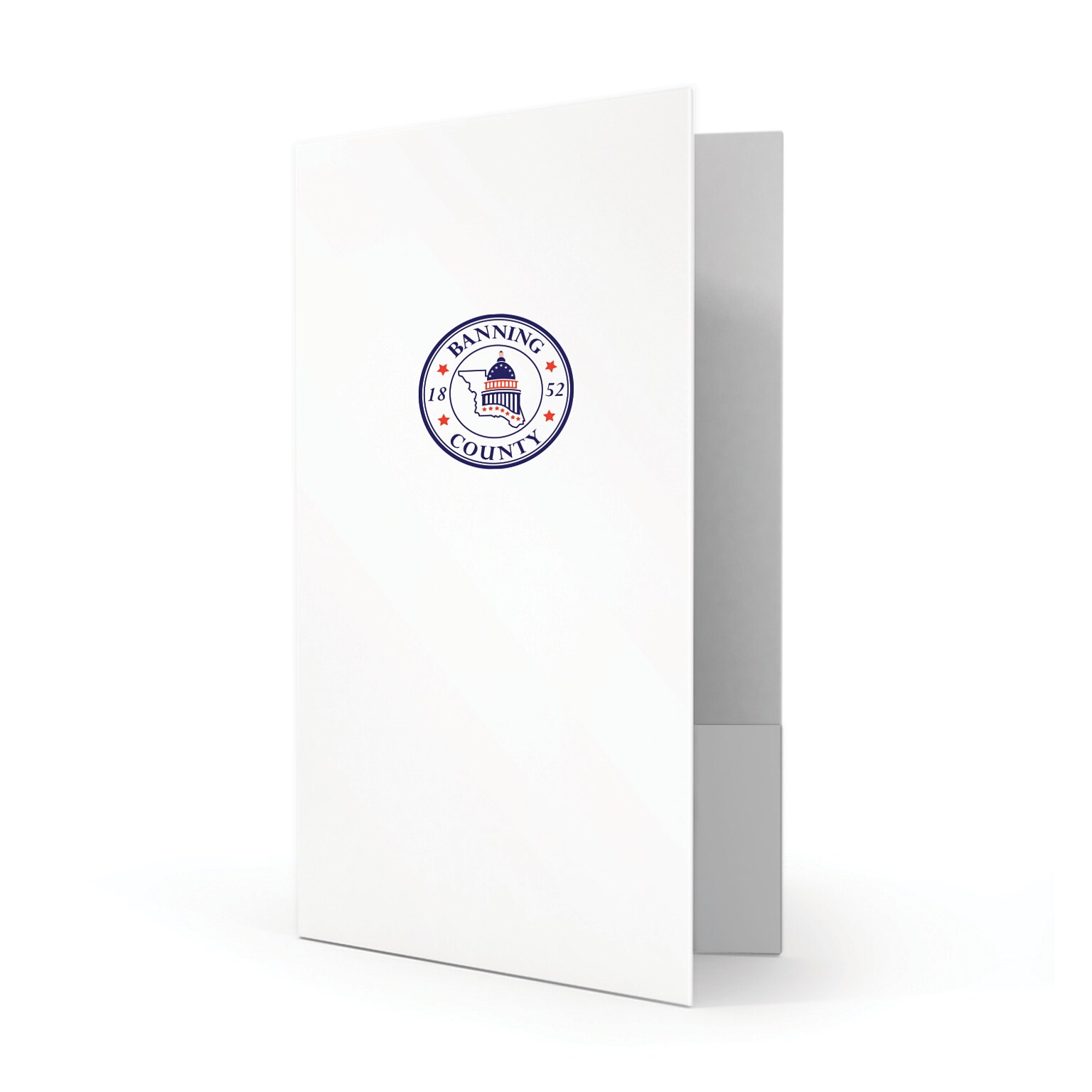 Custom Legal Two Pocket Presentation Folders, 9 x 14.5, White Semi-Gloss 12 Pt. C1S, 2 Standard Inks, 50/Pack