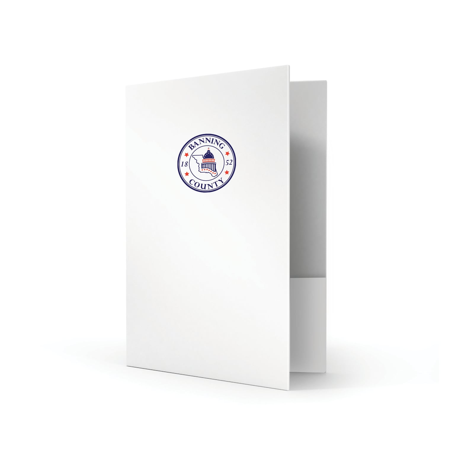 Custom Standard Two Pocket Presentation Folders, 9 x 12, White Semi-Gloss 12 Pt. C1S, 2 Standard Inks, 50/Pack