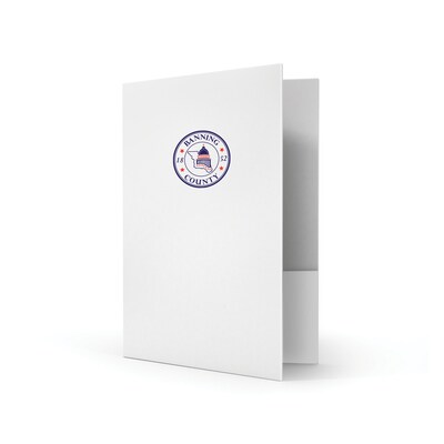 Custom Standard Two Pocket Presentation Folders, 9 x 12, White Smooth 80#, 2 Standard Inks, 50/Pac