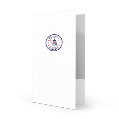 Custom Standard Two Pocket Presentation Folders, 9 x 12, Bright White Linen 80#, 2 Standard Inks,
