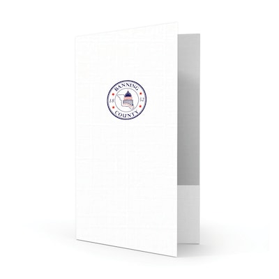 Custom Standard Two Pocket Presentation Folders, 9 x 12, Bright White Linen 80#, 2 Standard Inks,