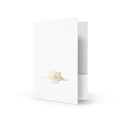 Custom Standard Two Pocket Presentation Folders, 9 x 12, Bright White Linen 80#, 1 Standard Foil,