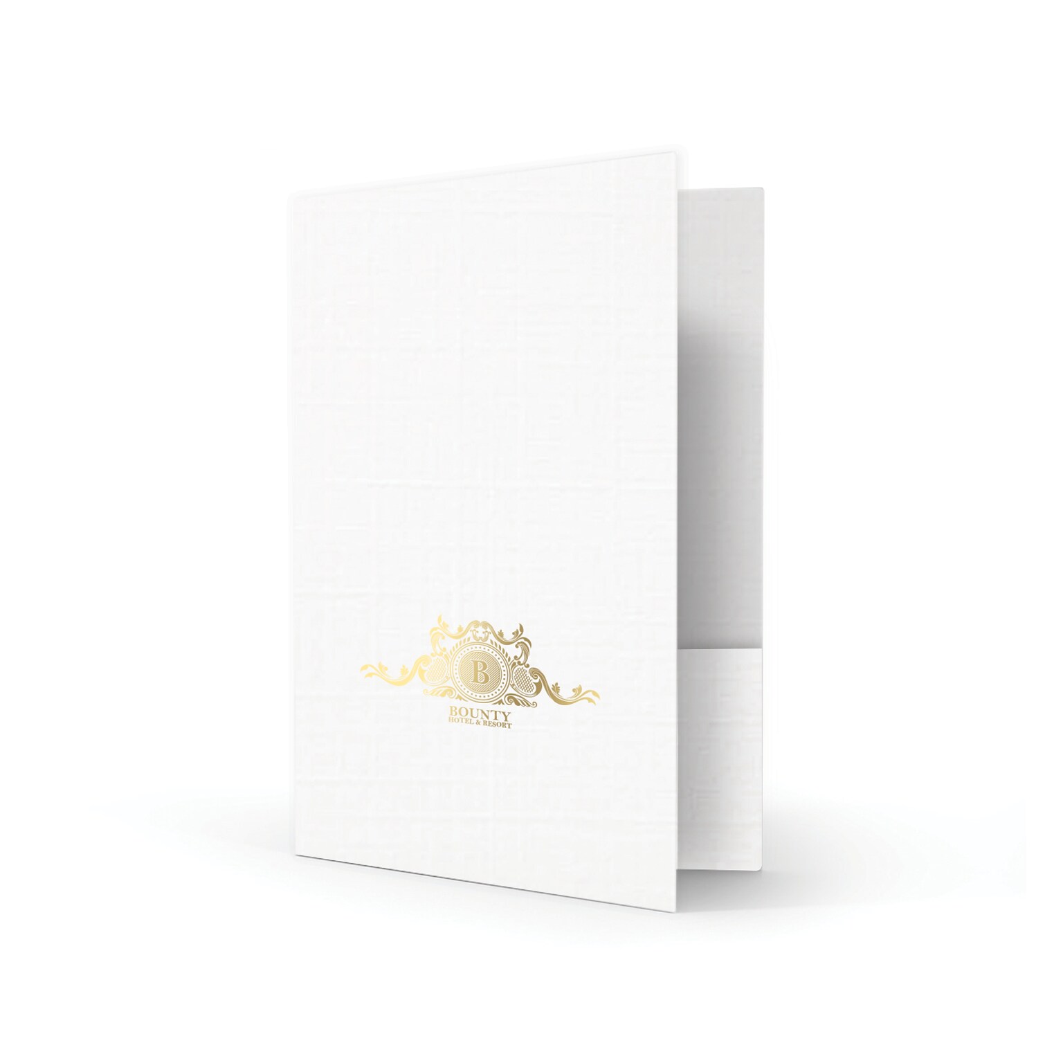 Custom Standard Two Pocket Presentation Folders, 9 x 12, Bright White Linen 100#, 1 Standard Foil, 50/Pack