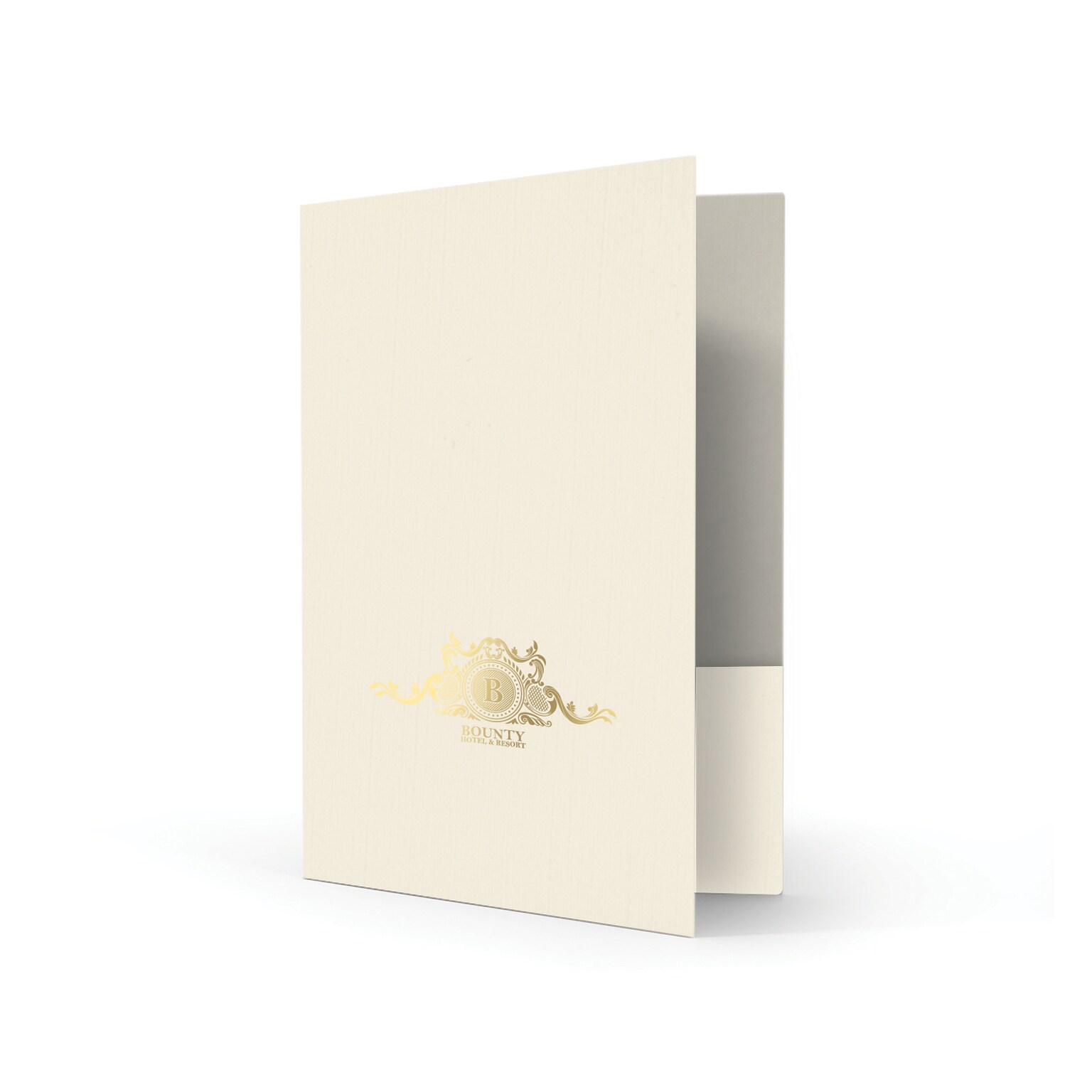 Custom Standard Two Pocket Presentation Folders, 9 x 12, Warm White Linen 80#, 1 Standard Foil, 50/Pack