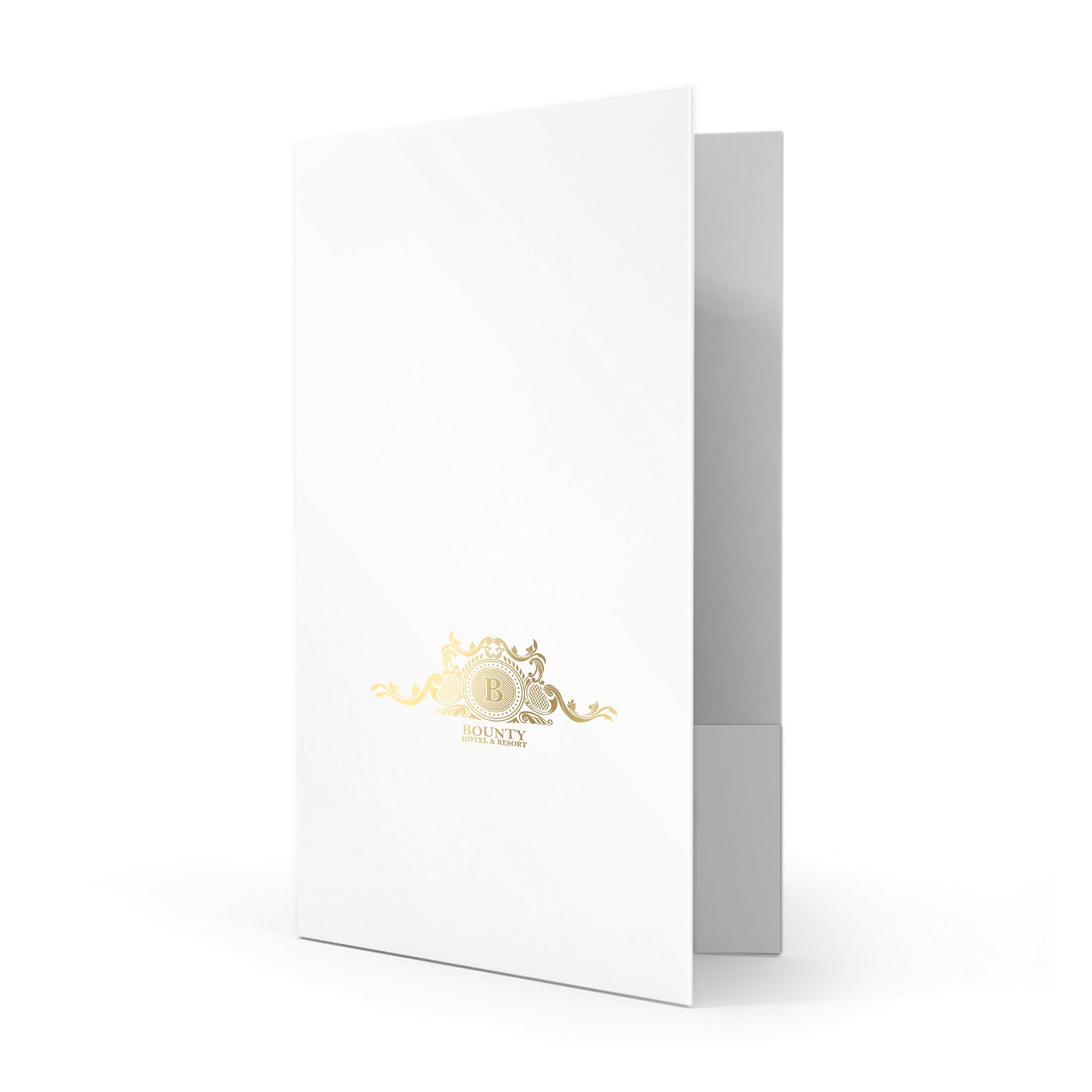 Custom Legal Two Pocket Presentation Folders, 9 x 14.5, White Semi-Gloss 12 Pt. C1S, 1 Standard Foil, 50/Pack