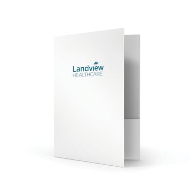 Custom Standard Two Pocket Presentation Folders, 9 x 12, White Semi-Gloss 16 Pt. C1S, 1 Standard I