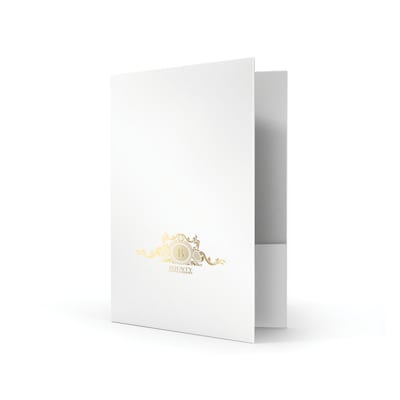 Custom Standard Two Pocket Presentation Folders, 9 x 12, White Semi-Gloss 12 Pt. C1S, 1 Standard F