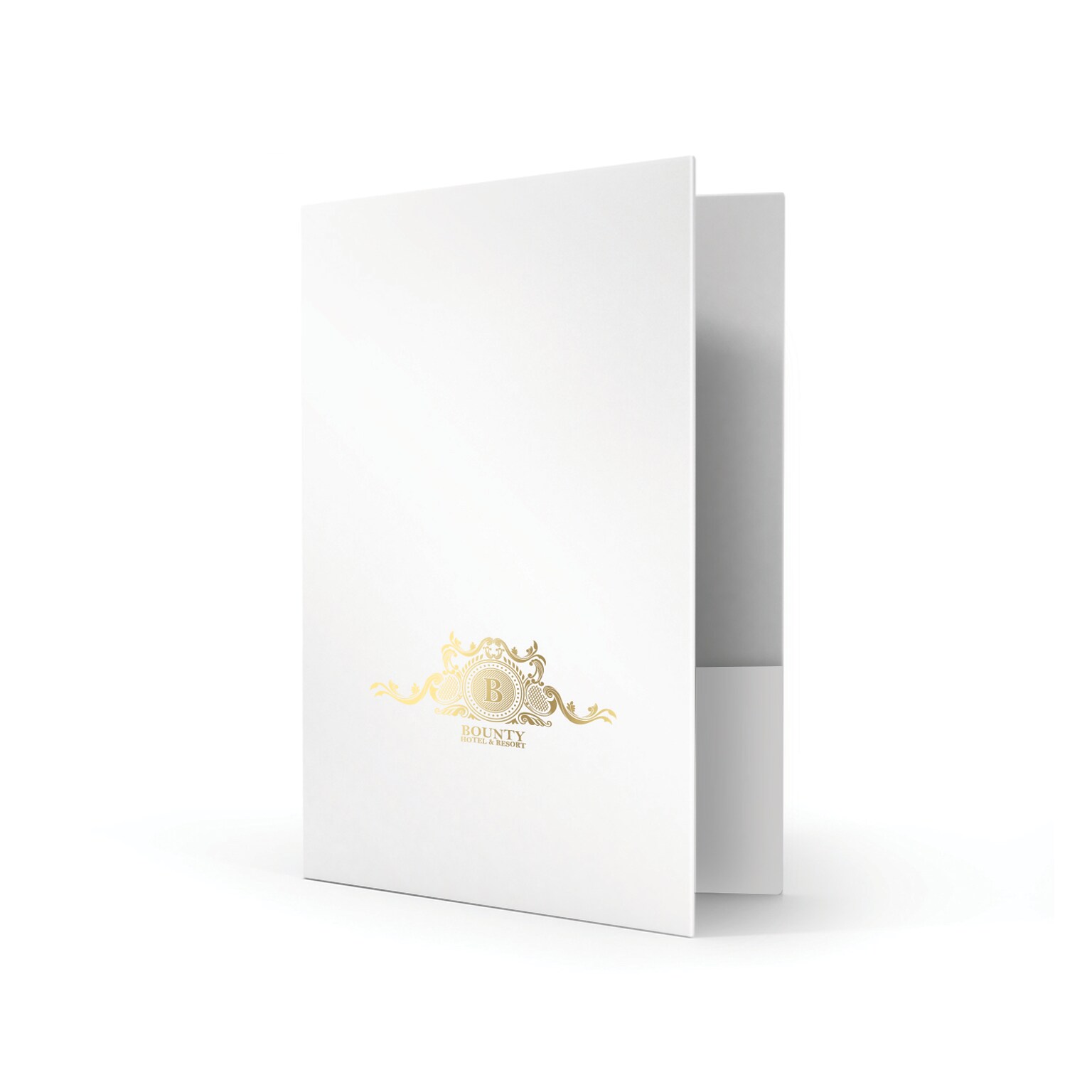 Custom Standard Two Pocket Presentation Folders, 9 x 12, White Semi-Gloss 12 Pt. C1S, 1 Standard Foil, 50/Pack