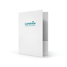 Custom Standard Two Pocket Presentation Folders, 9 x 12, White Smooth 80#, 1 Standard Ink, 50/Pack