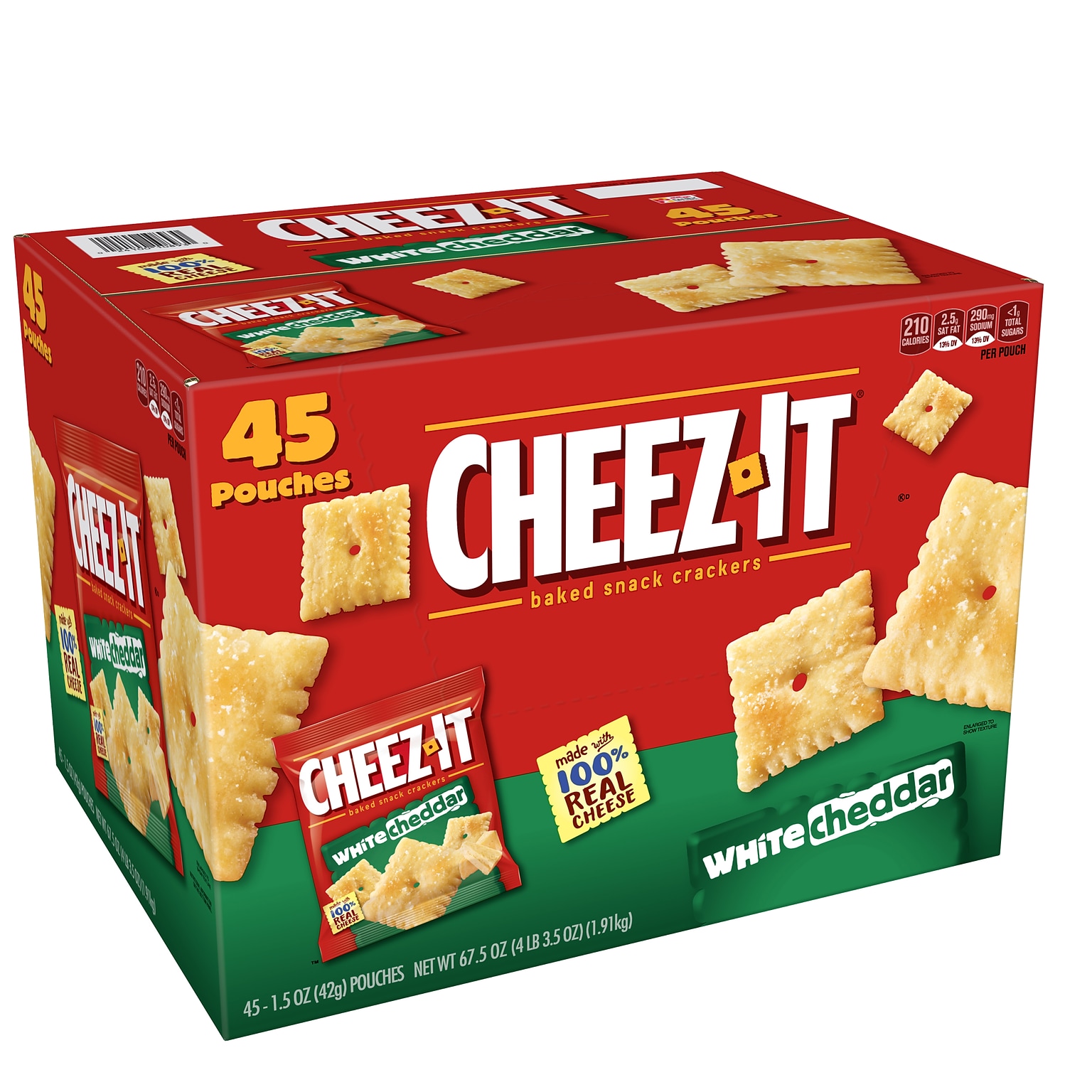 Cheez-It White cheddar Crackers, 1.5 oz., 45 Packs/Box (KEE10893)