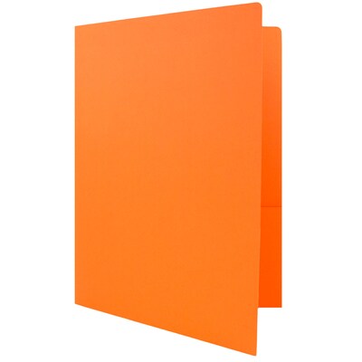 JAM Paper Premium Matte Colored Cardstock Two-Pocket Presentation Folders, Orange, 6/Pack (166628272B)