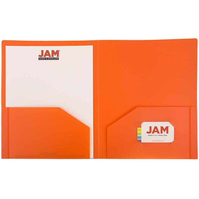 JAM Paper Heavy Duty 2-Pocket Folders, Orange, 6/Pack (946176D)
