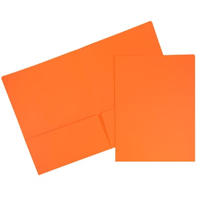 JAM Paper Premium Matte Colored Cardstock Two-Pocket Presentation Folders, Orange, 6/Pack (166628272