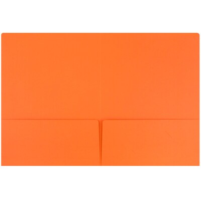 JAM Paper Premium Matte Colored Cardstock Two-Pocket Presentation Folders, Orange, 6/Pack (166628272B)