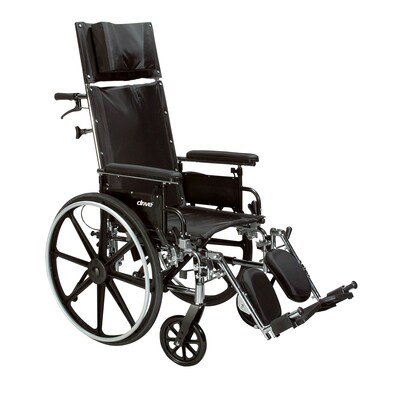 Drive Medical Viper Plus GT Full Reclining Wheelchair, Detachable Full Arms, 16 Seat