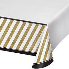 Creative Converting Black and Gold Plastic Tablecloths, 3 Count (318098)
