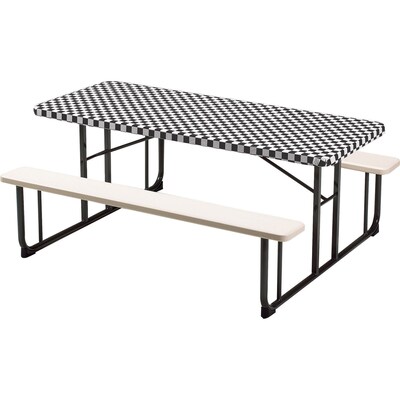 Creative Converting Stay Put Tablecover Black Check, 29" x 72"  (37497)