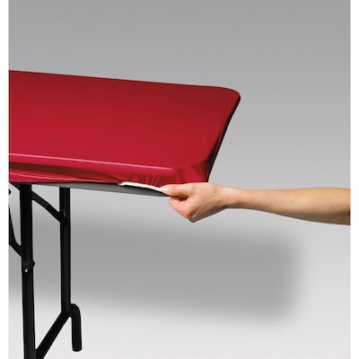 Creative Converting Stay Put Plastic Tablecover, Red, 29 x 72, 3/Pack(37427)