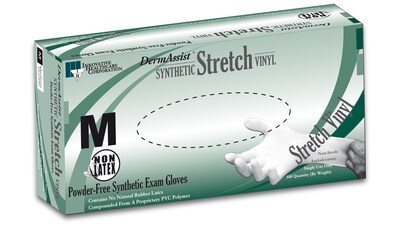 Innovative Dermassist Latex Free Tan Stretch Vinyl Exam Gloves, M, 100/Box (101688BX)
