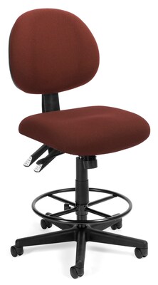 OFM 24 Hour Ergonomic Upholstered Armless Task Chair with Drafting Kit, Burgundy (241-DK-201)